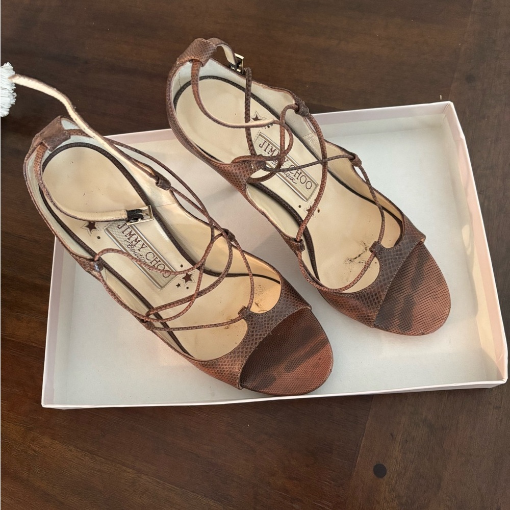 Jimmy Choo Brown Strappy Leather Sandals